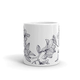 White Ceramic Mug with Magnolia Design - Free Shipping
