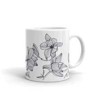 White Ceramic Mug with Magnolia Design - Free Shipping